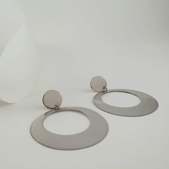 Σκουλαρίκια κρεμαστά κρίκοι ασημένιοι - ΛΕΥΚΟ, ΑΣΗΜΙ