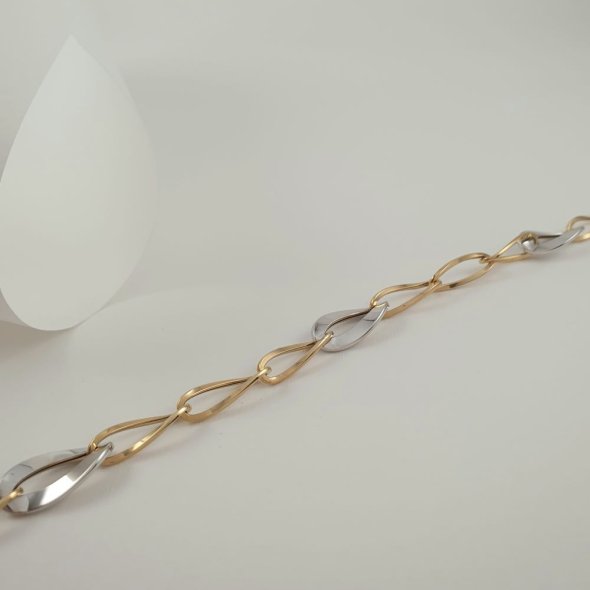 Βραχιόλι χρυσό με κρίκους δίχρωμο - ΚΙΤΡΙΝΟ-ΛΕΥΚΟ, ΧΡΥΣΟΣ K14 - 1