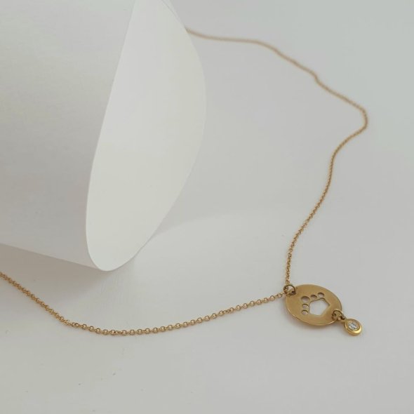 Κολιέ αλυσίδα χρυσή με μενταγιόν στρόγγυλο με Διαμάντι - ΚΙΤΡΙΝΟ, ΧΡΥΣΟΣ K14, ΔΙΑΜΑΝΤΙ, 0,02 - 1