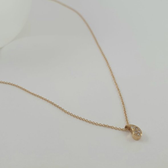 Κολιέ αλυσίδα χρυσή με κρεμαστό δάκρυ με λευκά Ζιργκον - ΚΙΤΡΙΝΟ, ΧΡΥΣΟΣ K14, ΖΙΡΓΚΟΝ, WHITE