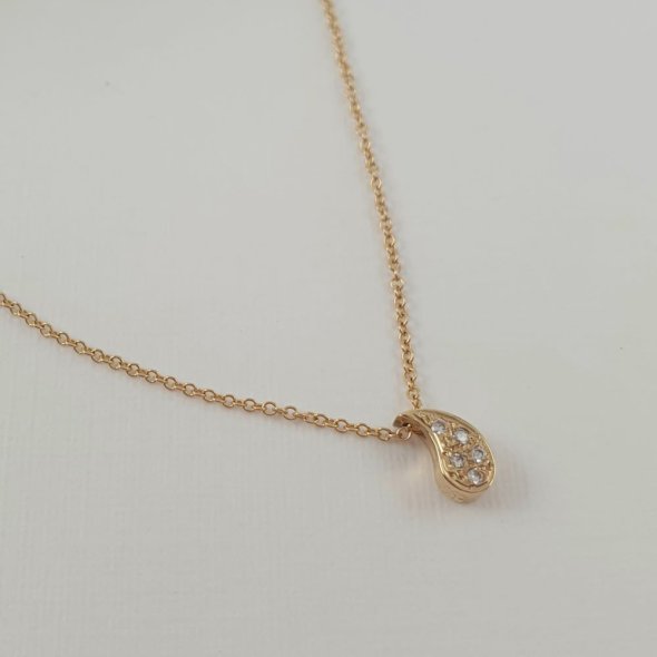 Κολιέ αλυσίδα χρυσή με κρεμαστό δάκρυ με λευκά Ζιργκον - ΚΙΤΡΙΝΟ, ΧΡΥΣΟΣ K14, ΖΙΡΓΚΟΝ, WHITE - 1