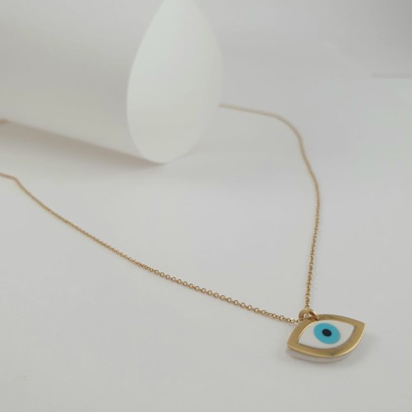 Κολιέ αλυσίδα χρυσή με μάτι από Σμάλτο - ΚΙΤΡΙΝΟ, ΧΡΥΣΟΣ K14, ΣΜΑΛΤΟ, WHITE, ΣΜΑΛΤΟ, BLUE - 1