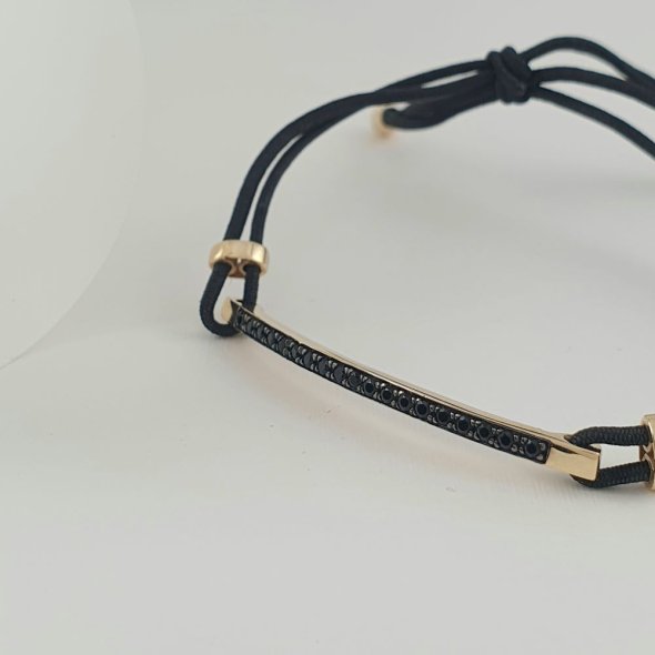 Βραχιόλι χρυσό με μαύρα Ζιργκον  - ΚΙΤΡΙΝΟ, ΧΡΥΣΟΣ K14, ΖΙΡΓΚΟΝ, BLACK - 1