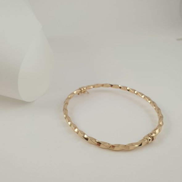 Βραχιόλι χειροπέδα χρυσή στριφτή - ΚΙΤΡΙΝΟ, ΧΡΥΣΟΣ K14