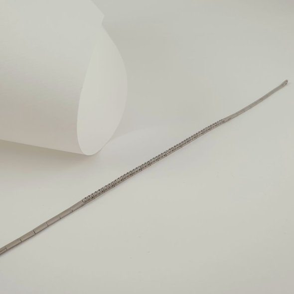 Βραχιόλι λευκόχρυσο ριβιέρα με λευκά Ζιργκον - ΛΕΥΚΟ, ΧΡΥΣΟΣ K14, ΖΙΡΓΚΟΝ, WHITE - 1