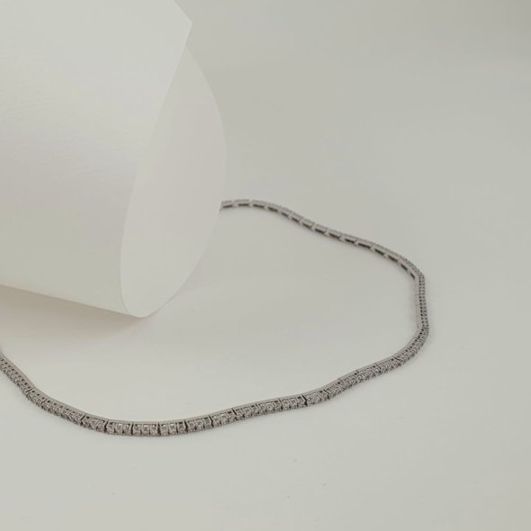 Βραχιόλι λευκόχρυσο ριβιέρα με λευκά Ζιργκον - ΛΕΥΚΟ, ΧΡΥΣΟΣ K14, ΖΙΡΓΚΟΝ, WHITE