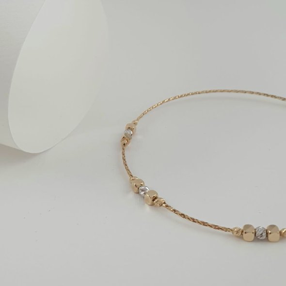 Βραχιόλι χρυσό με κύβους & σφαίρες δίχρωμο - ΚΙΤΡΙΝΟ-ΛΕΥΚΟ, ΧΡΥΣΟΣ K14 - 1