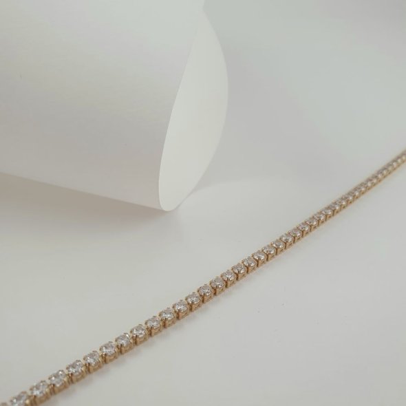 Βραχιόλι χρυσό ριβιέρα με λευκά Ζιργκον - ΚΙΤΡΙΝΟ, ΧΡΥΣΟΣ K14, ΖΙΡΓΚΟΝ, WHITE - 1