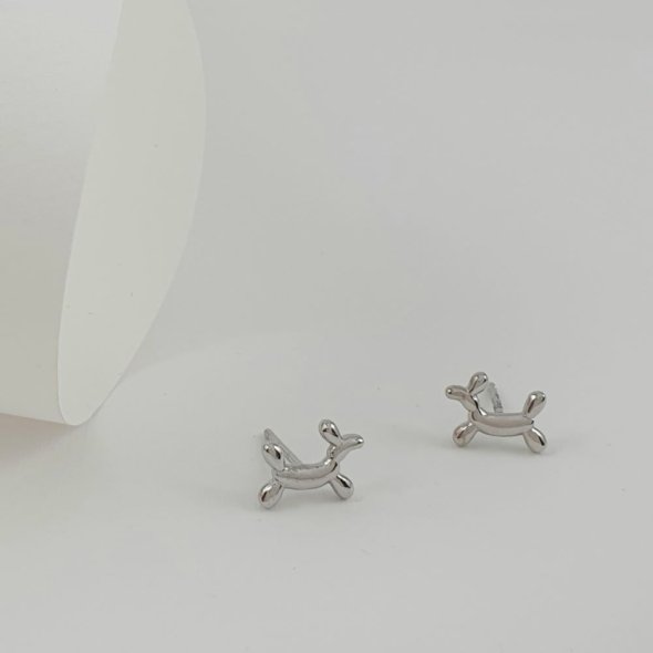 Σκουλαρίκια ασημένια σκυλάκια - ΛΕΥΚΟ, ΑΣΗΜΙ