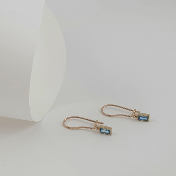 Σκουλαρίκια χρυσά κρεμαστά με γαλάζιο Ζιργκον - ΚΙΤΡΙΝΟ, ΧΡΥΣΟΣ K9, ΖΙΡΓΚΟΝ, BLUE