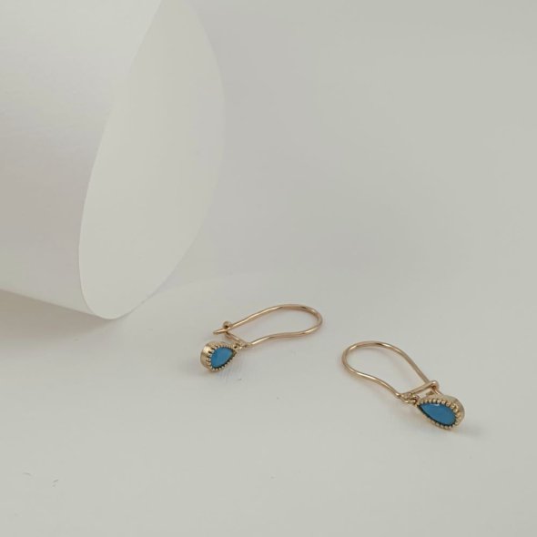 Σκουλαρίκια χρυσά κρεμαστά με γαλάζιο Ζιργκον - ΚΙΤΡΙΝΟ, ΧΡΥΣΟΣ K9, ΖΙΡΓΚΟΝ, BLUE - 1