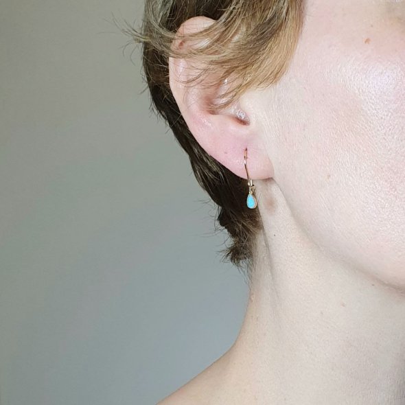 Σκουλαρίκια χρυσά κρεμαστά με γαλάζιο Ζιργκον - ΚΙΤΡΙΝΟ, ΧΡΥΣΟΣ K9, ΖΙΡΓΚΟΝ, BLUE - 2