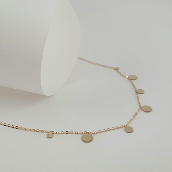 Βραχιόλι αλυσίδα χρυσή με κρεμαστούς λαμπερούς δίσκους - ΚΙΤΡΙΝΟ, ΧΡΥΣΟΣ K14