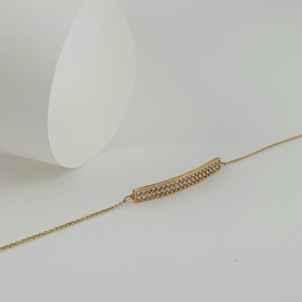 Βραχιόλι ταυτότητα χρυσή με λευκό Ζιργκον - ΚΙΤΡΙΝΟ, ΧΡΥΣΟΣ K9, ΖΙΡΓΚΟΝ, WHITE - 1