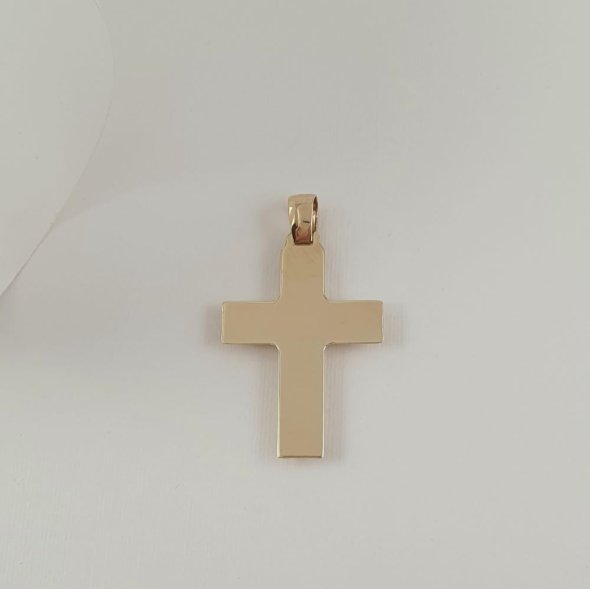 Σταυρός με ματ επιφάνεια και φασεταρισμένες άκρες - ΚΙΤΡΙΝΟ, ΧΡΥΣΟΣ K14 - 1