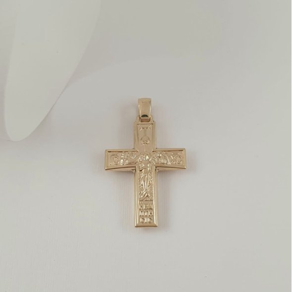 Σταυρός δίχρωμος ματ & γυαλιστερός - ΚΙΤΡΙΝΟ-ΛΕΥΚΟ, ΧΡΥΣΟΣ K14 - 1