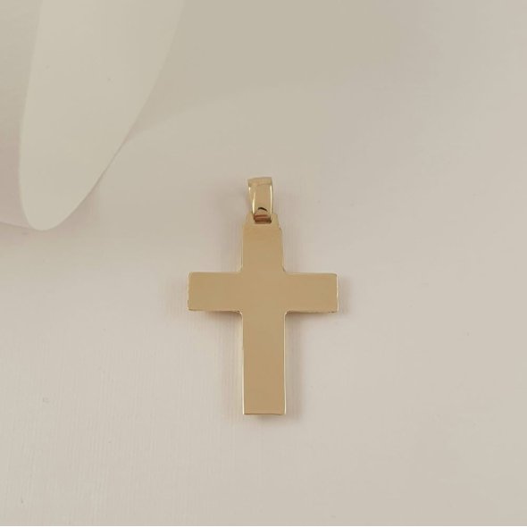 Σταυρός ανάγλυφος ματ - ΚΙΤΡΙΝΟ, ΧΡΥΣΟΣ K14 - 1