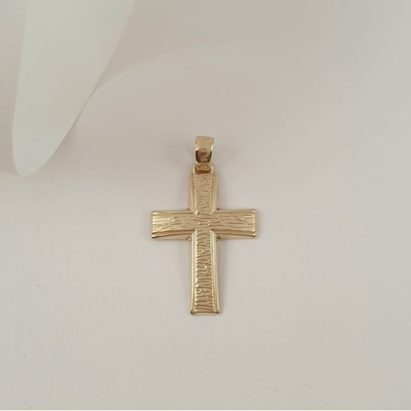 Σταυρός ανάγλυφος ματ - ΚΙΤΡΙΝΟ, ΧΡΥΣΟΣ K14