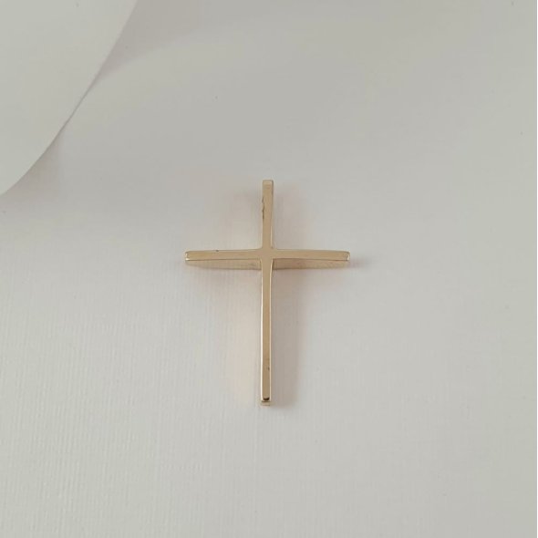 Σταυρός καμπυλωτός γυαλιστερός - ΚΙΤΡΙΝΟ, ΧΡΥΣΟΣ K14 - 1