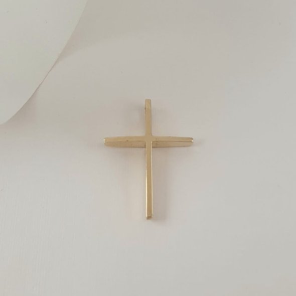 Σταυρός λεπτός γυαλιστερός με Ζιργκον - ΚΙΤΡΙΝΟ, ΧΡΥΣΟΣ K14, ΖΙΡΓΚΟΝ, WHITE - 1