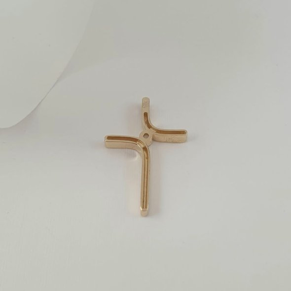 Σταυρός καμπυλωτός γυαλιστερός με Ζιργκον - ΚΙΤΡΙΝΟ, ΧΡΥΣΟΣ K14, ΖΙΡΓΚΟΝ, WHITE - 1