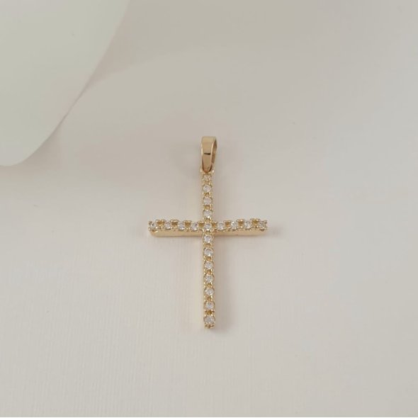 Σταυρός με Ζιργκον - ΚΙΤΡΙΝΟ, ΧΡΥΣΟΣ K14, ΖΙΡΓΚΟΝ, WHITE