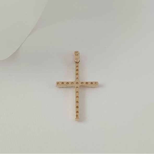 Σταυρός με Ζιργκον - ΚΙΤΡΙΝΟ, ΧΡΥΣΟΣ K14, ΖΙΡΓΚΟΝ, WHITE - 1