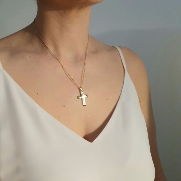 Σταυρός δίχρωμος αυστηρός - ΚΙΤΡΙΝΟ-ΛΕΥΚΟ, ΧΡΥΣΟΣ K14 - 2