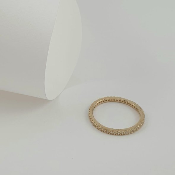 Δαχτυλίδι χρυσό σειρέ με λευκά Ζιργκον - ΚΙΤΡΙΝΟ, ΧΡΥΣΟΣ K14, ΖΙΡΓΚΟΝ, WHITE - 1