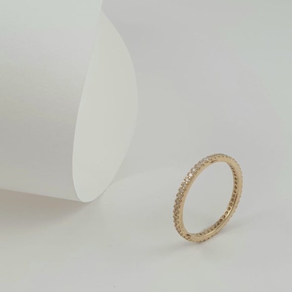 Δαχτυλίδι χρυσό σειρέ με λευκά Ζιργκον - ΚΙΤΡΙΝΟ, ΧΡΥΣΟΣ K14, ΖΙΡΓΚΟΝ, WHITE