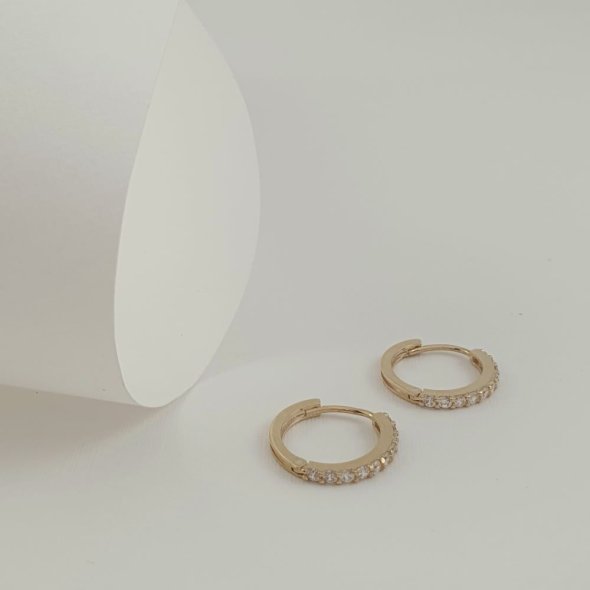 Σκουλαρίκια κρίκοι χρυσοί με Ζιργκον - ΚΙΤΡΙΝΟ, ΧΡΥΣΟΣ K9, ΖΙΡΓΚΟΝ, WHITE - 1