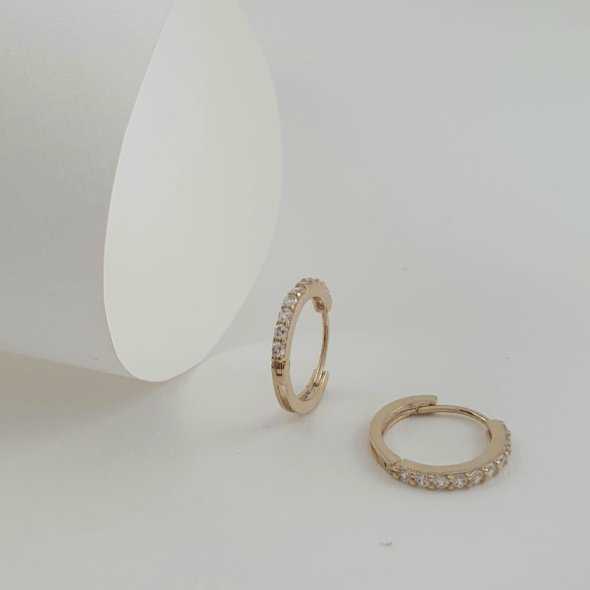 Σκουλαρίκια κρίκοι χρυσοί με Ζιργκον - ΚΙΤΡΙΝΟ, ΧΡΥΣΟΣ K9, ΖΙΡΓΚΟΝ, WHITE