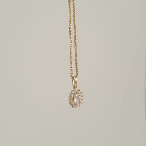 Μενταγιόν ροζέτα χρυσό με λευκά Ζιργκον - ΚΙΤΡΙΝΟ-ΛΕΥΚΟ, ΧΡΥΣΟΣ K14, ΖΙΡΓΚΟΝ, WHITE - 2