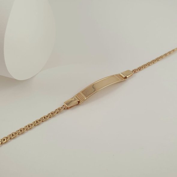 Βραχιόλι ταυτότητα χρυσή γυαλιστερή - ΚΙΤΡΙΝΟ, ΧΡΥΣΟΣ K14 - 1