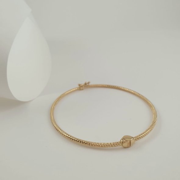 Βραχιόλι χειροπέδα χρυσή σφυρήλατη - ΚΙΤΡΙΝΟ, ΧΡΥΣΟΣ K14