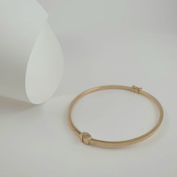 Βραχιόλι χειροπέδα χρυσή σφυρήλατη - ΚΙΤΡΙΝΟ, ΧΡΥΣΟΣ K14