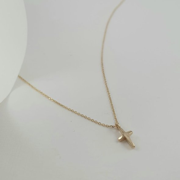 Κολιέ αλυσίδα χρυσή με σταυρουδάκι - ΚΙΤΡΙΝΟ, ΧΡΥΣΟΣ K14