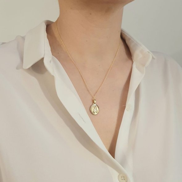 Μενταγιόν Φυλακτό Παναγία Χρυσό - ΚΙΤΡΙΝΟ, ΧΡΥΣΟΣ K9 - 3