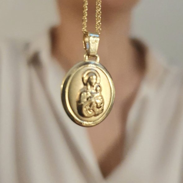 Μενταγιόν Φυλακτό Παναγία Χρυσό - ΚΙΤΡΙΝΟ, ΧΡΥΣΟΣ K9 - 2