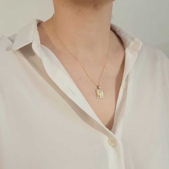 Μενταγιόν Φυλακτό Παναγιά Χρυσό με Ζιργκον - ΚΙΤΡΙΝΟ, ΧΡΥΣΟΣ K9, ΖΙΡΓΚΟΝ, WHITE - 2