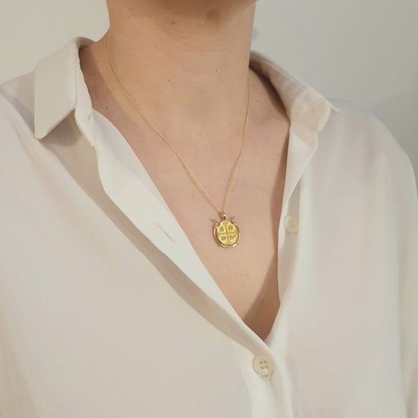 Μενταγιόν φυλακτό Κωνσταντινάτο χρυσό - ΚΙΤΡΙΝΟ, ΧΡΥΣΟΣ K14 - 3