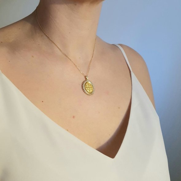 Μενταγιόν φυλακτό Κωνσταντινάτο χρυσό με Ζιργκον - ΚΙΤΡΙΝΟ, ΧΡΥΣΟΣ K9, ΖΙΡΓΚΟΝ, WHITE - 2