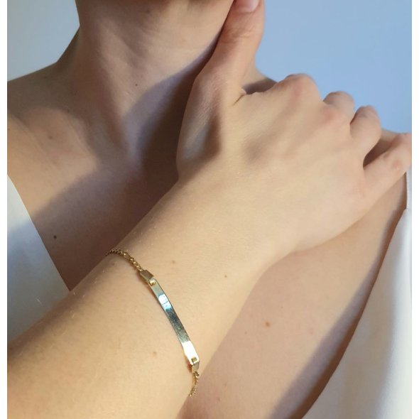 Βραχιόλι ταυτότητα χρυσή γυαλιστερή - ΚΙΤΡΙΝΟ, ΧΡΥΣΟΣ K9 - 2