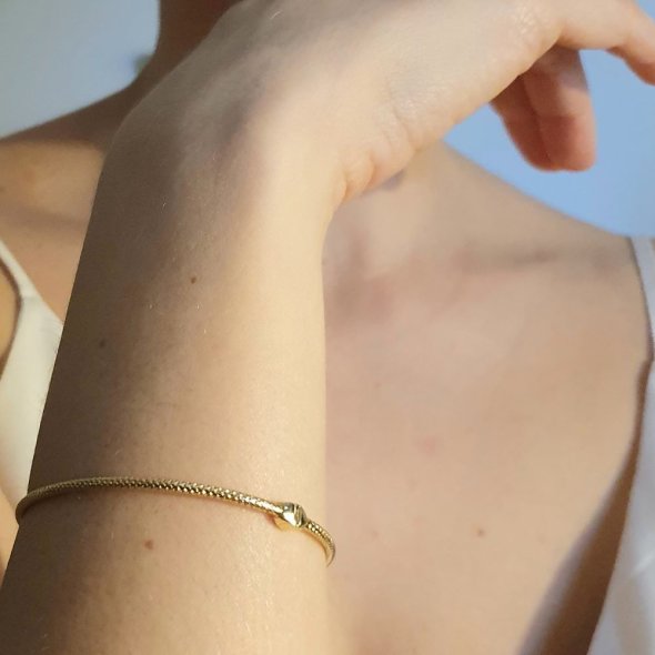 Βραχιόλι χειροπέδα χρυσή σφυρήλατη - ΚΙΤΡΙΝΟ, ΧΡΥΣΟΣ K14 - 2