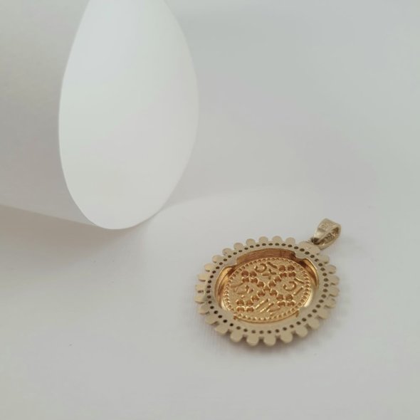 Μενταγιόν φυλακτό Κωνσταντινάτο χρυσό με Ζιργκον - ΚΙΤΡΙΝΟ, ΧΡΥΣΟΣ K9, ΖΙΡΓΚΟΝ, WHITE - 1