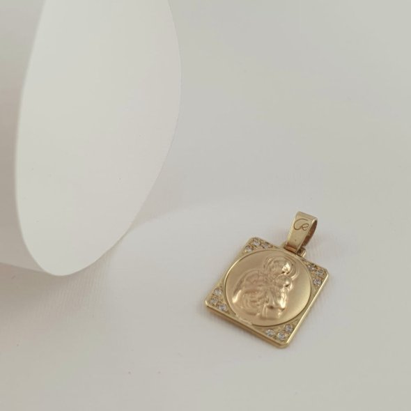 Μενταγιόν Φυλακτό Παναγιά Χρυσό με Ζιργκον - ΚΙΤΡΙΝΟ, ΧΡΥΣΟΣ K9, ΖΙΡΓΚΟΝ, WHITE