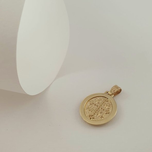 Μενταγιόν Φυλακτό Παναγία Χρυσό - ΚΙΤΡΙΝΟ, ΧΡΥΣΟΣ K9 - 1