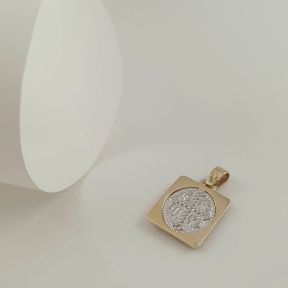 Μενταγιόν Φυλακτό Παναγία Χρυσό δίχρωμο - ΚΙΤΡΙΝΟ-ΛΕΥΚΟ, ΧΡΥΣΟΣ K14 - 1