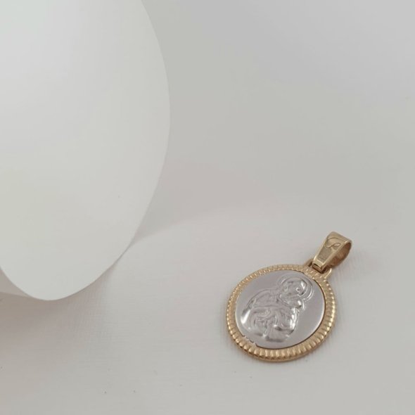 Μενταγιόν Φυλακτό Παναγιά Χρυσό δίχρωμο - ΚΙΤΡΙΝΟ-ΛΕΥΚΟ, ΧΡΥΣΟΣ K14