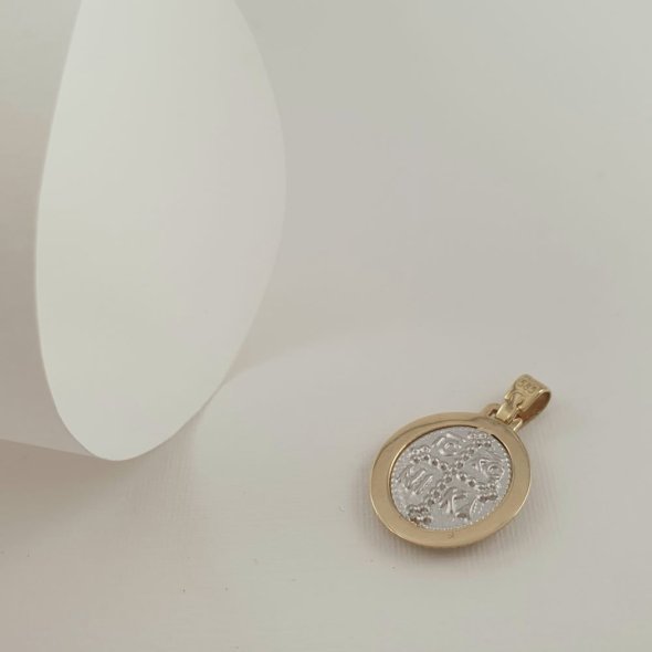 Μενταγιόν Φυλακτό Παναγιά Χρυσό δίχρωμο - ΚΙΤΡΙΝΟ-ΛΕΥΚΟ, ΧΡΥΣΟΣ K14 - 1